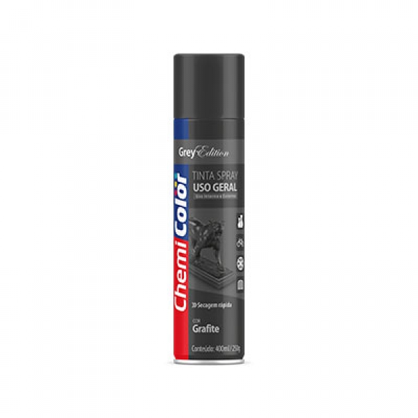 Tinta spray uso geral 400ml 250g grafite - Chemicolor