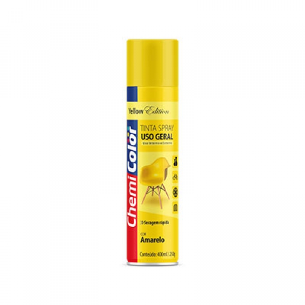 Tinta spray uso geral 400ml 250g amarelo - Chemicolor